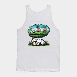 Funny Sheep Counting Rabbits Sleep Shirt Pajamas Tank Top